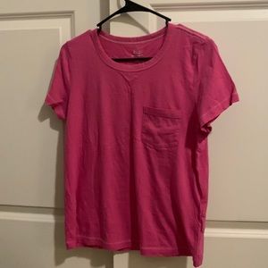 Hot Pink J.Crew essential tee with pocket